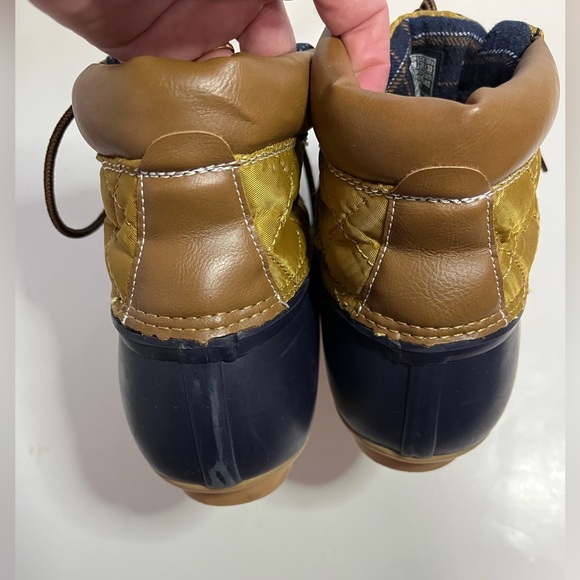 Sketchers Pond Navy Gold Rain Snow Boots Duck Boots Quilted Size 9 - Picture 8 of 8